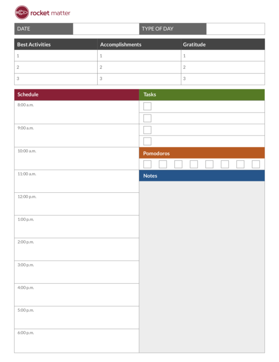 Rocket Matter Daily Planner Version 2